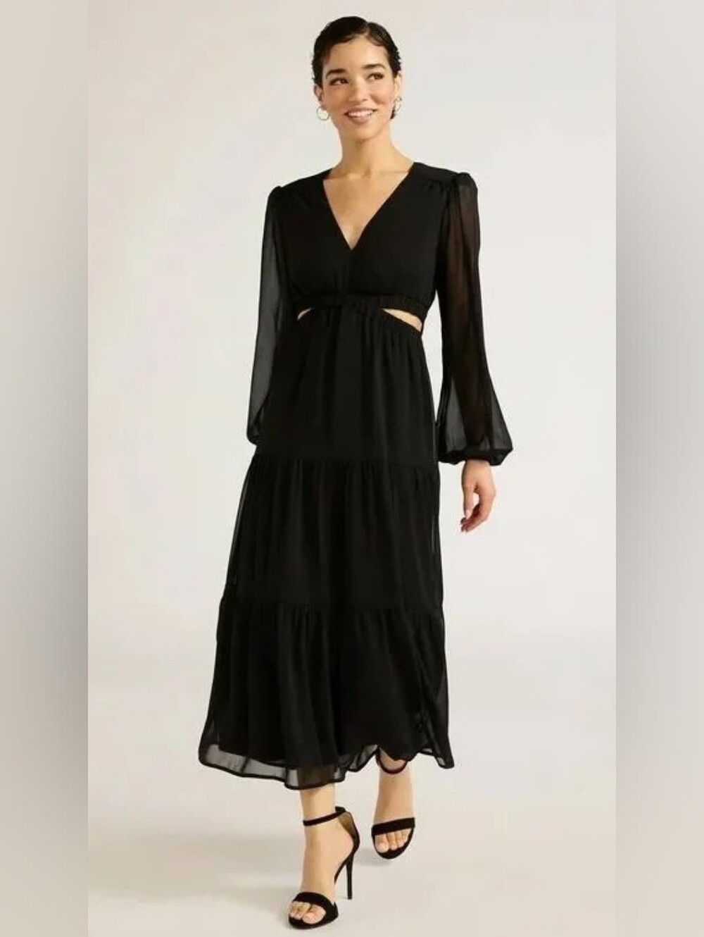 sofia by sofia vergara Black Long Sleeve Cutout Maxi Dress